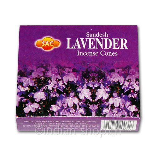 Sandesh Lavender 10 Räucherkegel - Lavendel - SAC Agarbathi
