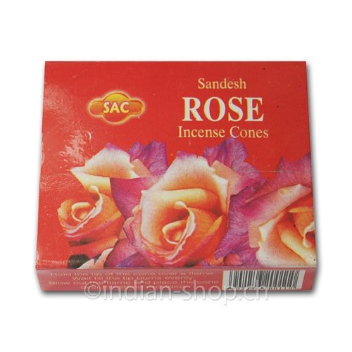 Sandesh Rose 10 Incense Cones - SAC Agarbathi