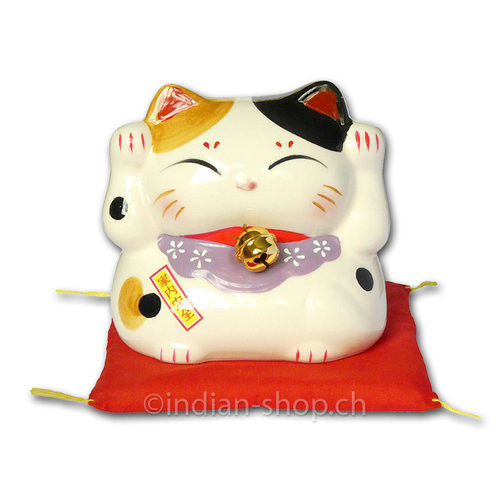 Maneki-Neko und Spardose Weiss 10 cm