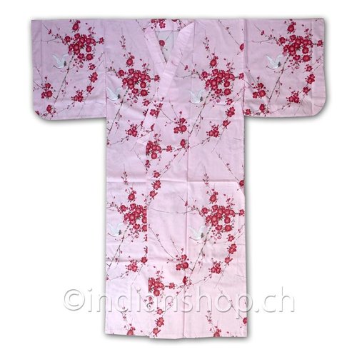 Kimono Coton Rose Motifs Grues en Vol 547-R