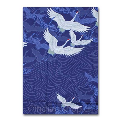 Cotton Yukata Blue - Whooping Cranes YU-528