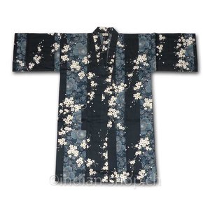 Yukata Noir Motifs Floraux 661-NR