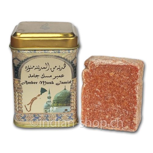 Hemani Amber Musk Jamid Solid Perfume 25g Metal Box