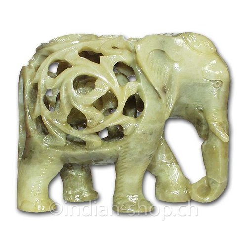 Petit Elephant Sculpté en Pierre 6 cm