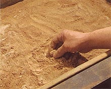 Making of Baieido incense - The mixture is passed through a sieve