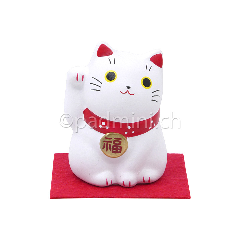 Chat Porte-Bonheur Japonais en Porcelaine 4.5 x 5.5 cm 