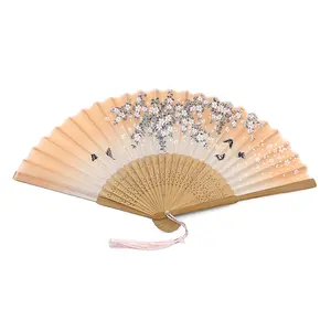 Eventail Style Japonais Motifs Fleurs & Papillons