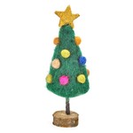 Felt so good Handgemaakte vilten Mini kerstboom op houten stronkje kerstdecoratie