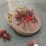 CD COLLECTION Linnen ronde doos met droogbloemen 15cm pink