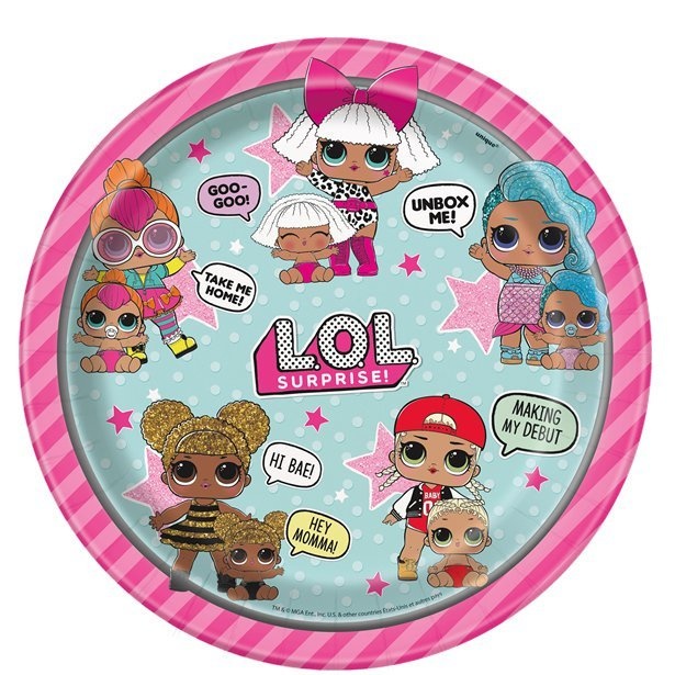 Papieren Borden 'L.O.L. Surprise!' - Kinderfeestje - Ø23cm - 8 stuks
