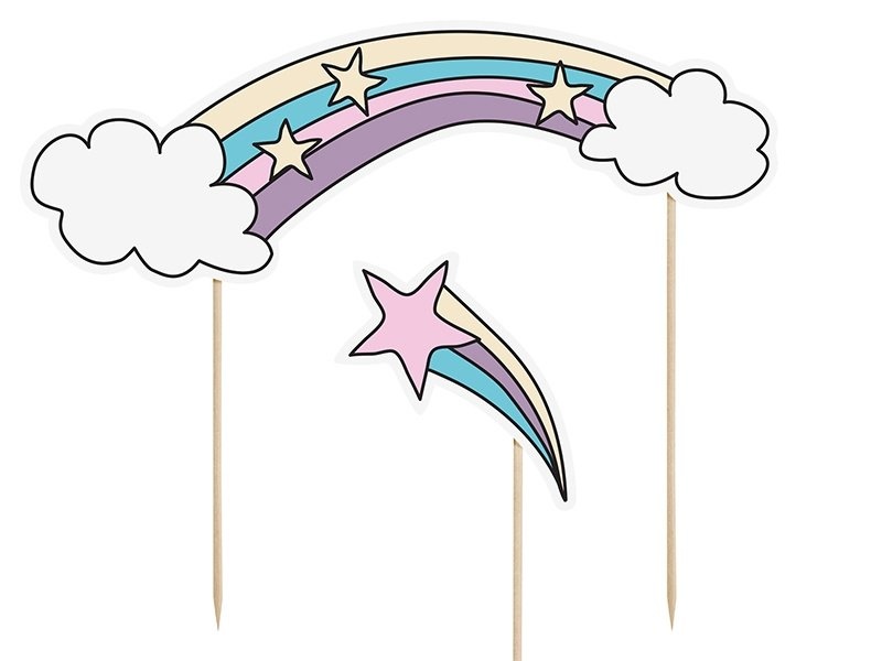 Taarttoppers - Make a Wish - Unicorn Kinderfeestje thema - 5 stuks