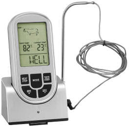 Draadloze vlees thermometer - 8 programmas's - grijs