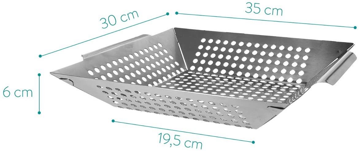 BBQ grillmand RVS groot 35 x 30,5 x 6 cm