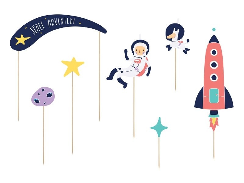 Taarttopper - Space Party - Ruimte kinderfeestje - 7 stuks