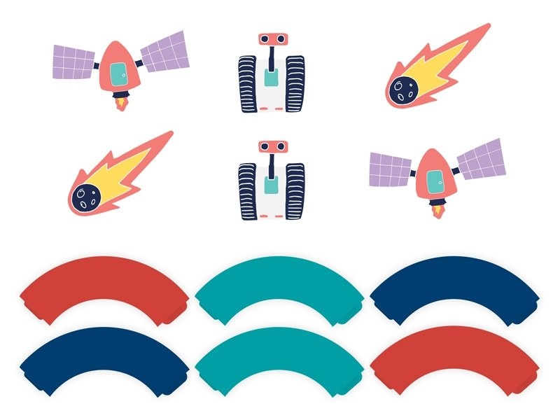 Cupcake set - Space Party - Ruimte kinderfeestje - 12 stuks