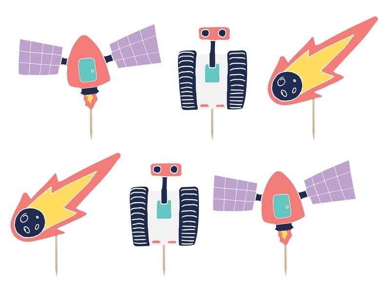 Cupcake set - Space Party - Ruimte kinderfeestje - 12 stuks