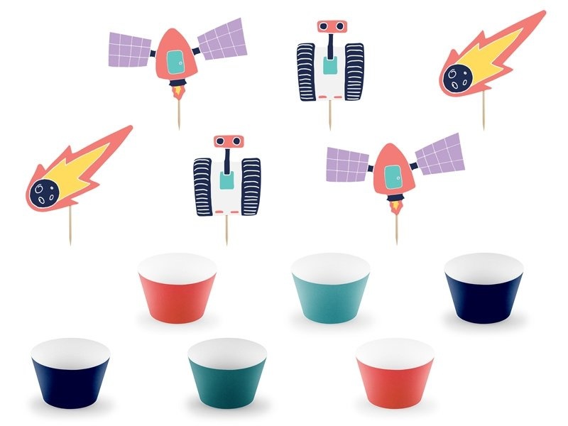Cupcake set - Space Party - Ruimte kinderfeestje - 12 stuks