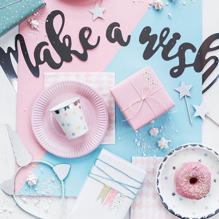 Papieren Bekers Unicorn - Make a Wish - Eenhoorn thema kinderfeestje - 6 stuks