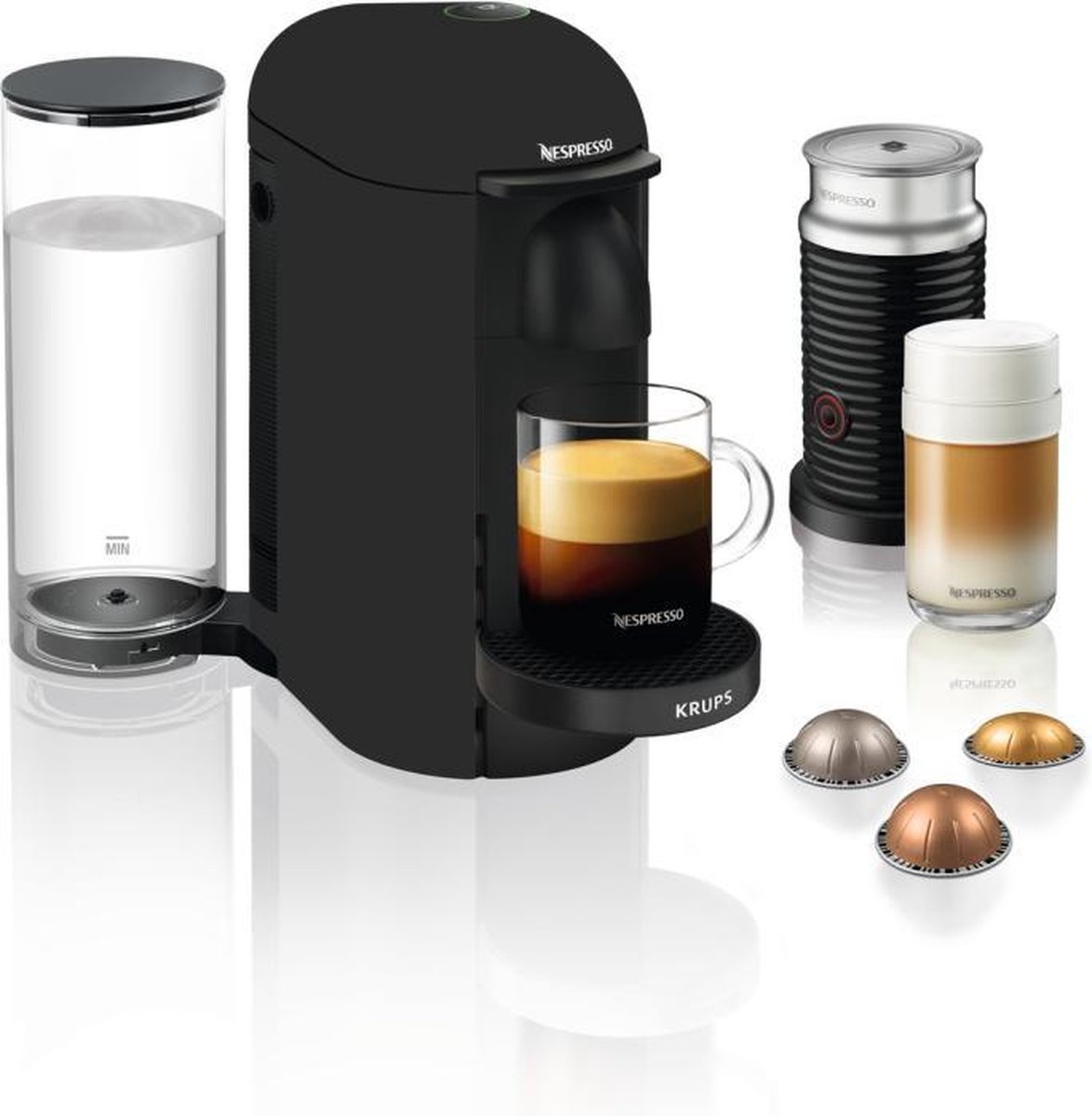 KRUPS Nespresso - Vertuo Plus mat zwart - incl. 1.8L reservoir + 20 cups