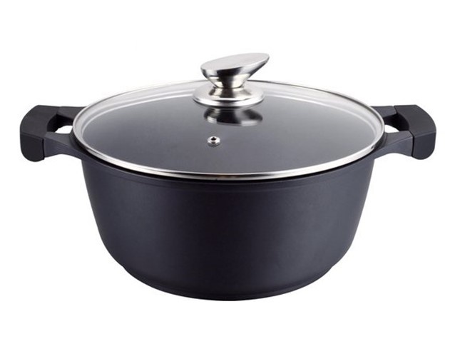 Swiss Pro+ Braadpan - Soeppan - Stoofpan met glazen deksel - zwart - non-stick coating