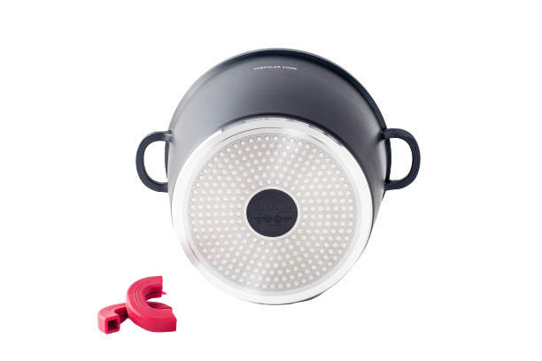 Mischler Cook Kookpan - Soeppan 6,6 liter - 24 cm - met glazen deksel - zwart - 3-delig