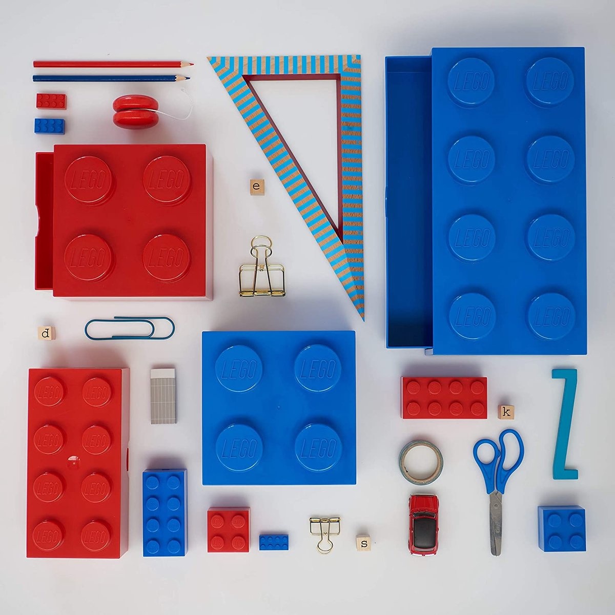LEGO vierkante opbergbox 4 noppen 15,8 x 11,3 cm blauw