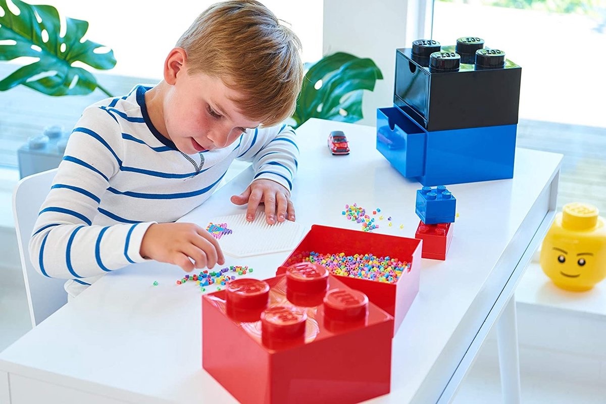 LEGO vierkante opbergbox 4 noppen 15,8 x 11,3 cm blauw