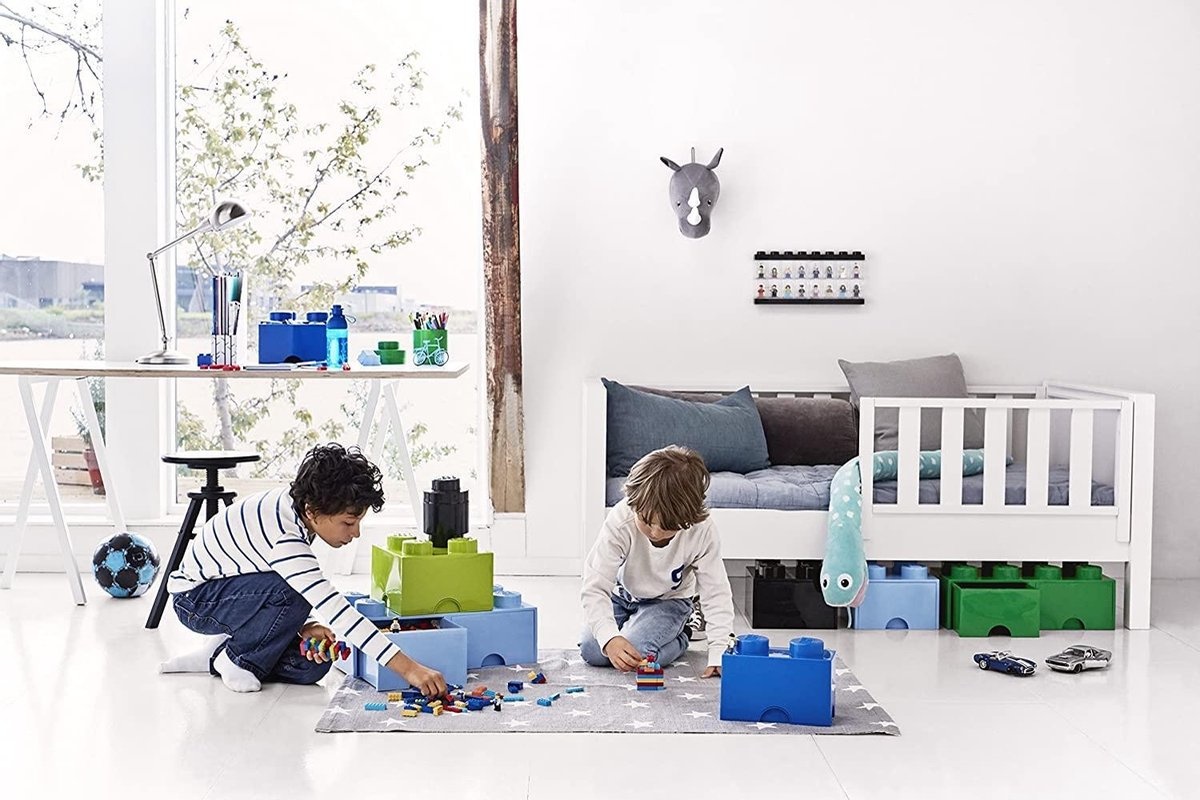 LEGO opbergsteen met 2 lades 8 noppen 50 x 18 cm wit