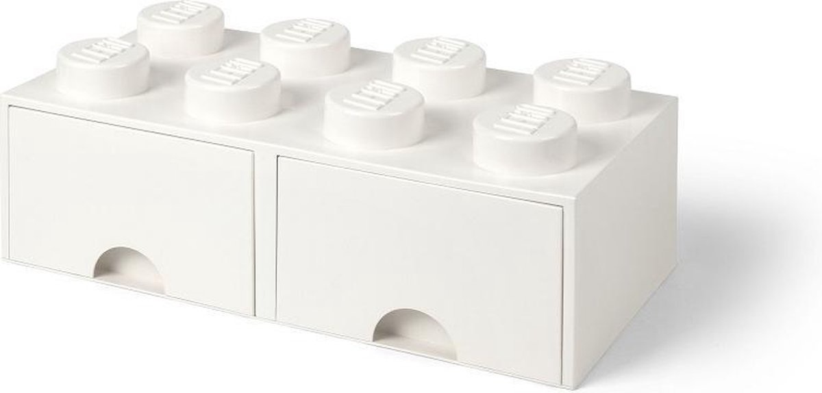 LEGO opbergsteen met 2 lades 8 noppen 50 x 18 cm wit