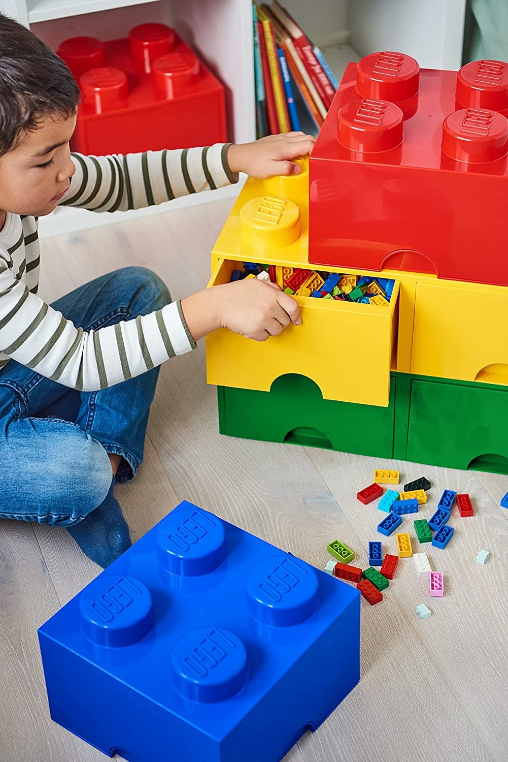 LEGO vierkante opbergbox 4 noppen 15,8 x 11,3 cm blauw
