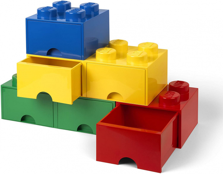 LEGO opbergsteen met 2 lades 8 noppen 50 x 18 cm wit