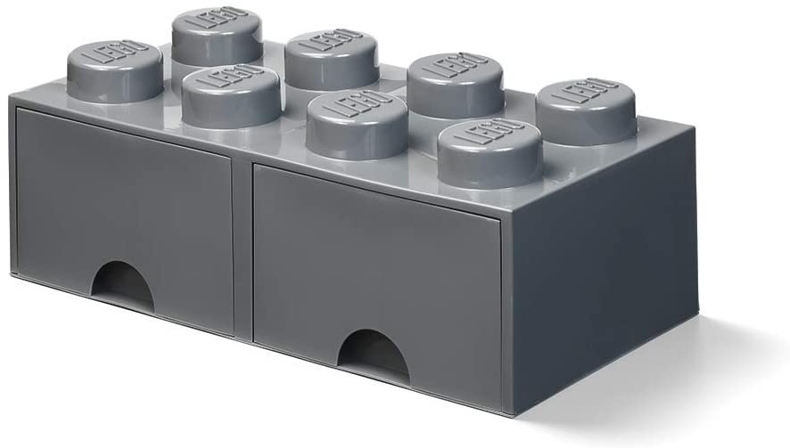LEGO opbergsteen met 2 lades 8 noppen 50 x 18 cm wit