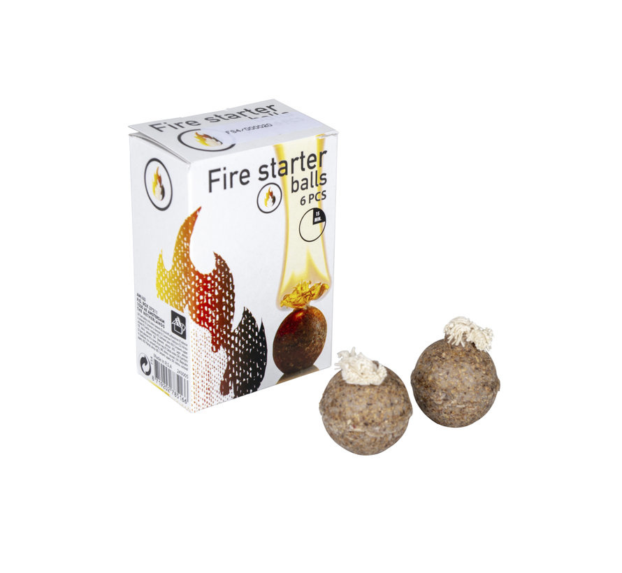 BBQ aanmaakbalset - 6 stuks in een doos - hout/wax