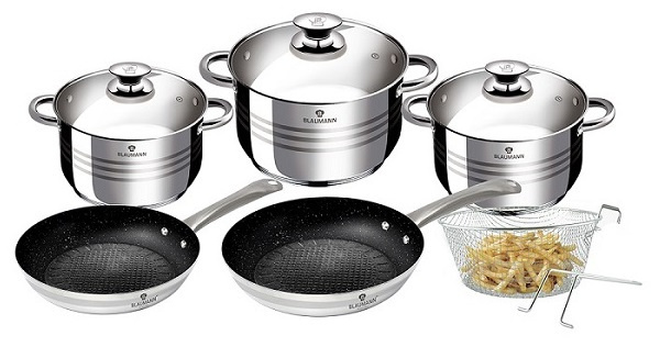 Blaumann Pannenset Gourmet Line RVS zilver 9-delig