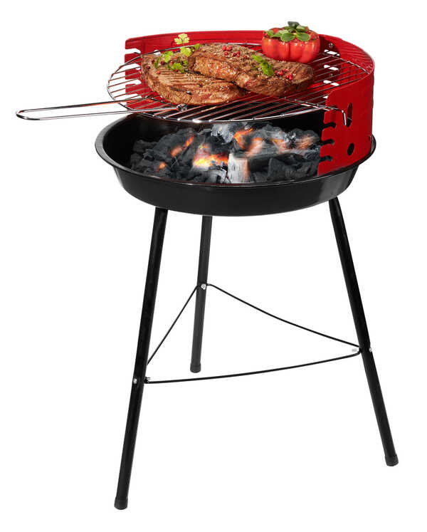 Houtskoolbarbecue Ø38 cm - Halfopen - Zwart / Rood - BBQ