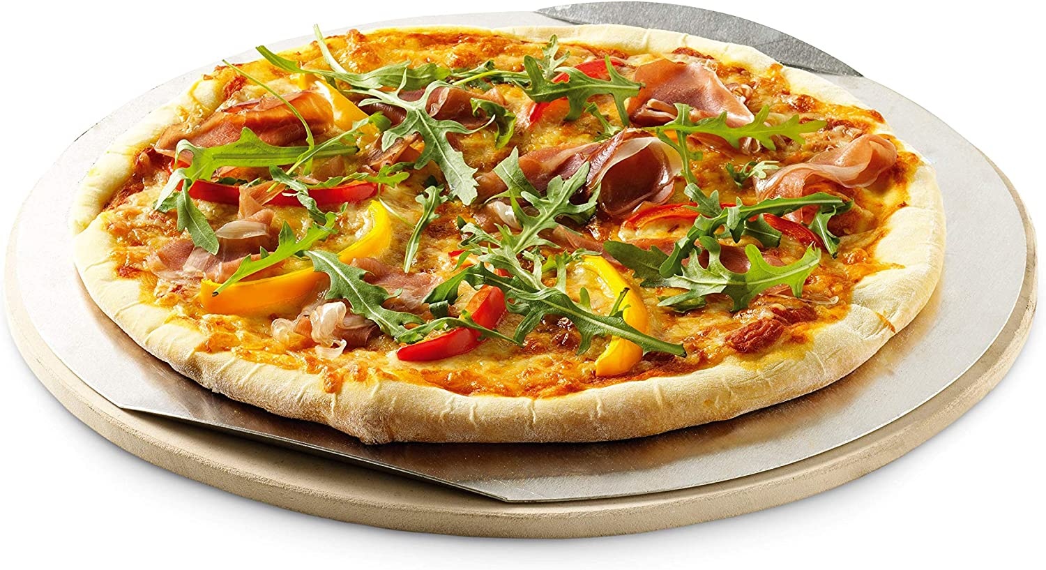 Pizzasteen 38 cm met RVS pizzaschep - 2delige set