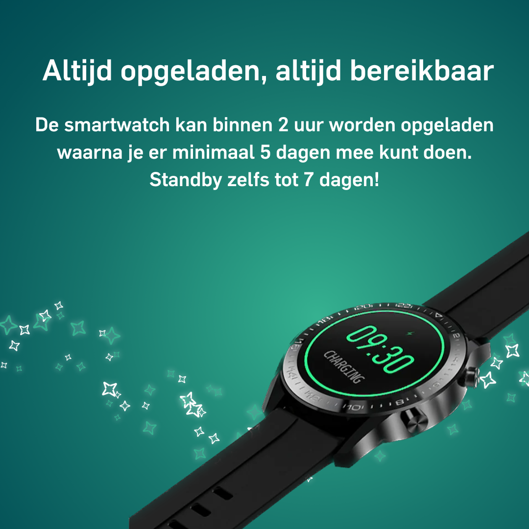Adwear SWi12 Smartwatch - klassiek rond design - aluminium