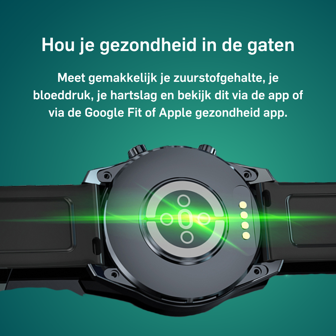 Adwear SWi12 Smartwatch - klassiek rond design - aluminium