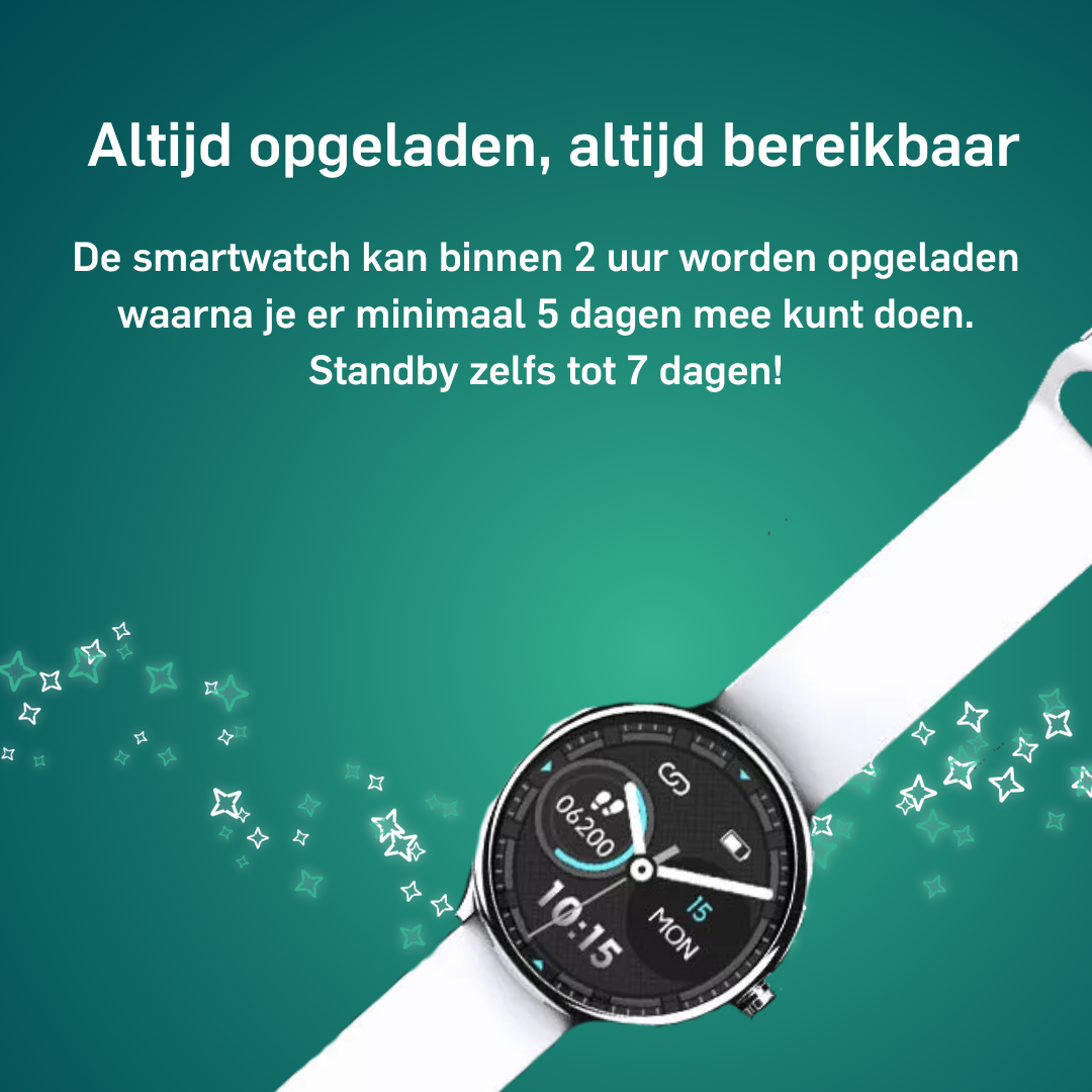 Adwear SWk50 Smartwatch - Sierraad om je pols - met extra wit bandje