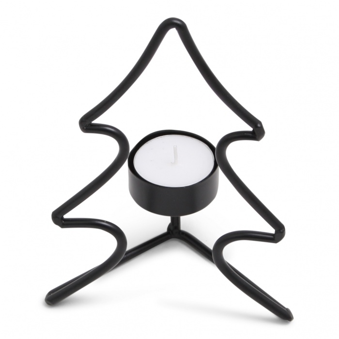 Kerstkandelaar "STER" - Waxinelichthouder - zwart - ijzer - 13cm