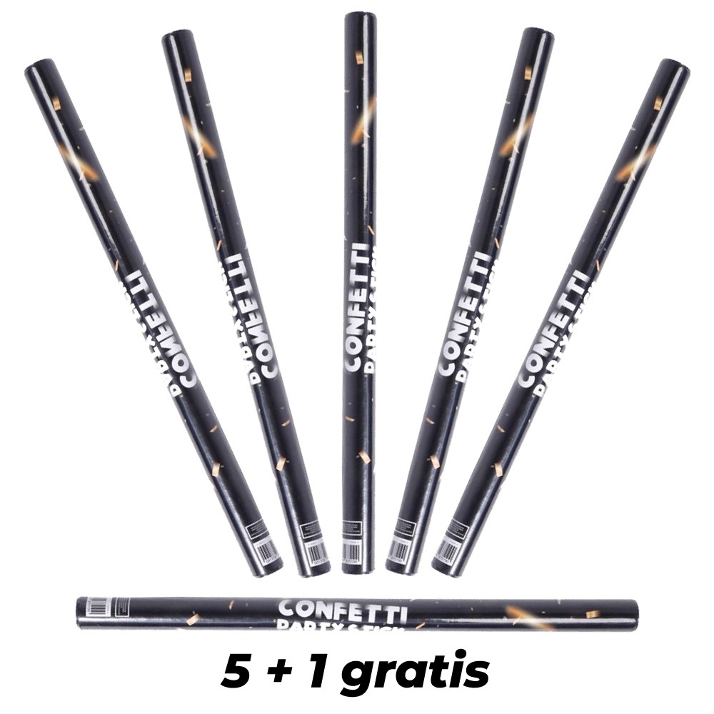 5+1 gratis - WK Confetti Kanon - Party Popper - Goud / Zilver - 35 cm