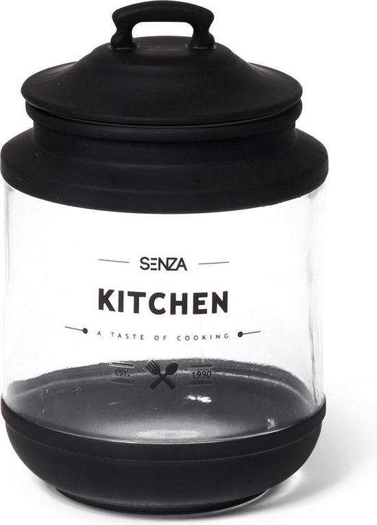 SENZA Glazen Voorraadpot Zwart Small