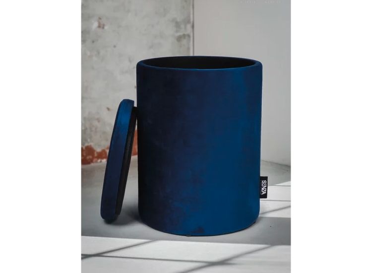SENZA Ronde poef - Met opbergruimte - Velvet - Blauw