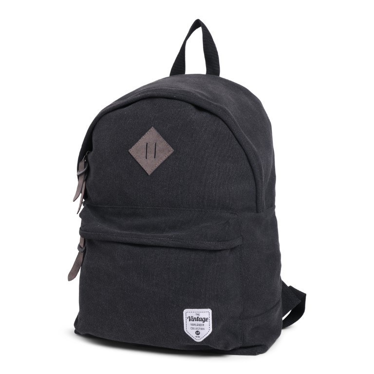 Norländer Everyday Canvas Rugzak Vintage Backpack Zwart