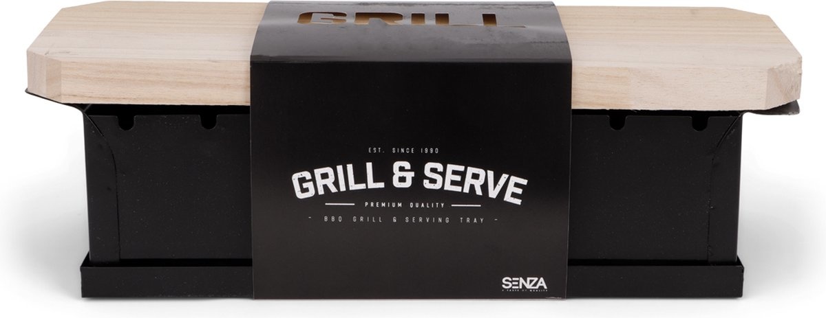 Senza Spies Grill BBQ met Serveerplank - 36x13,5x11,5cm