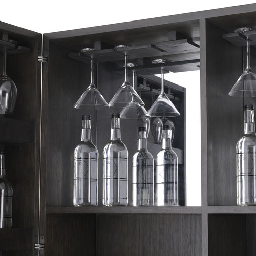 Eichholtz Wine Cabinet Harrison mocha straight oak veneer med bronze finish