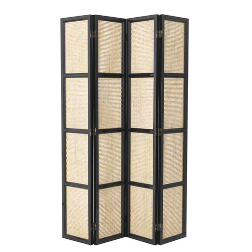 Eichholtz Folding Screen Bahamas black finish natural cane