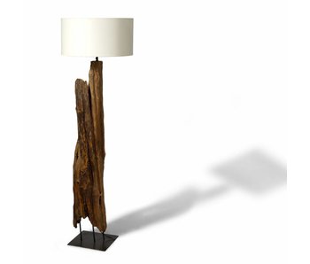 Teak Lampe Fikiri auf Eisenfuß