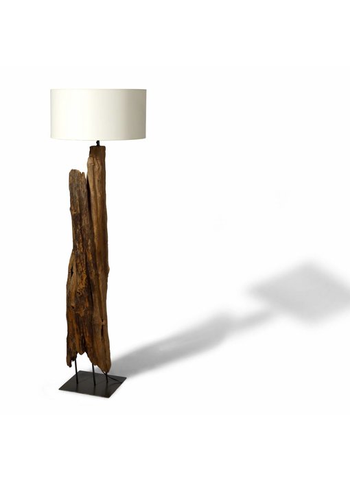 Teak Lampe Fikiri auf Eisenfuß