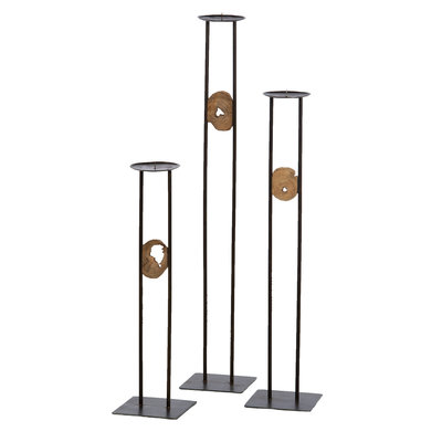 Industrial Kerzenhalter Mit Holz (3-teiliger Satz)